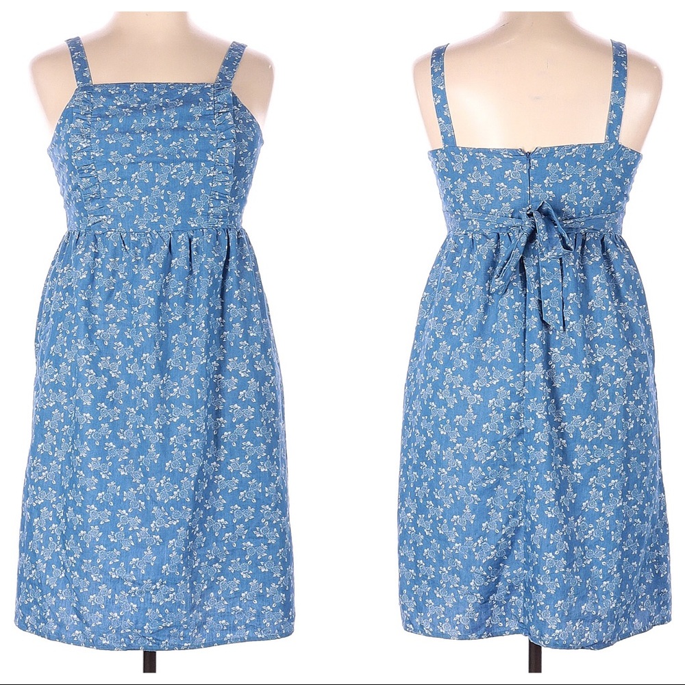 Le Kate Prairie Boho floral cottage core tie back ditzy floral cotton mini dress